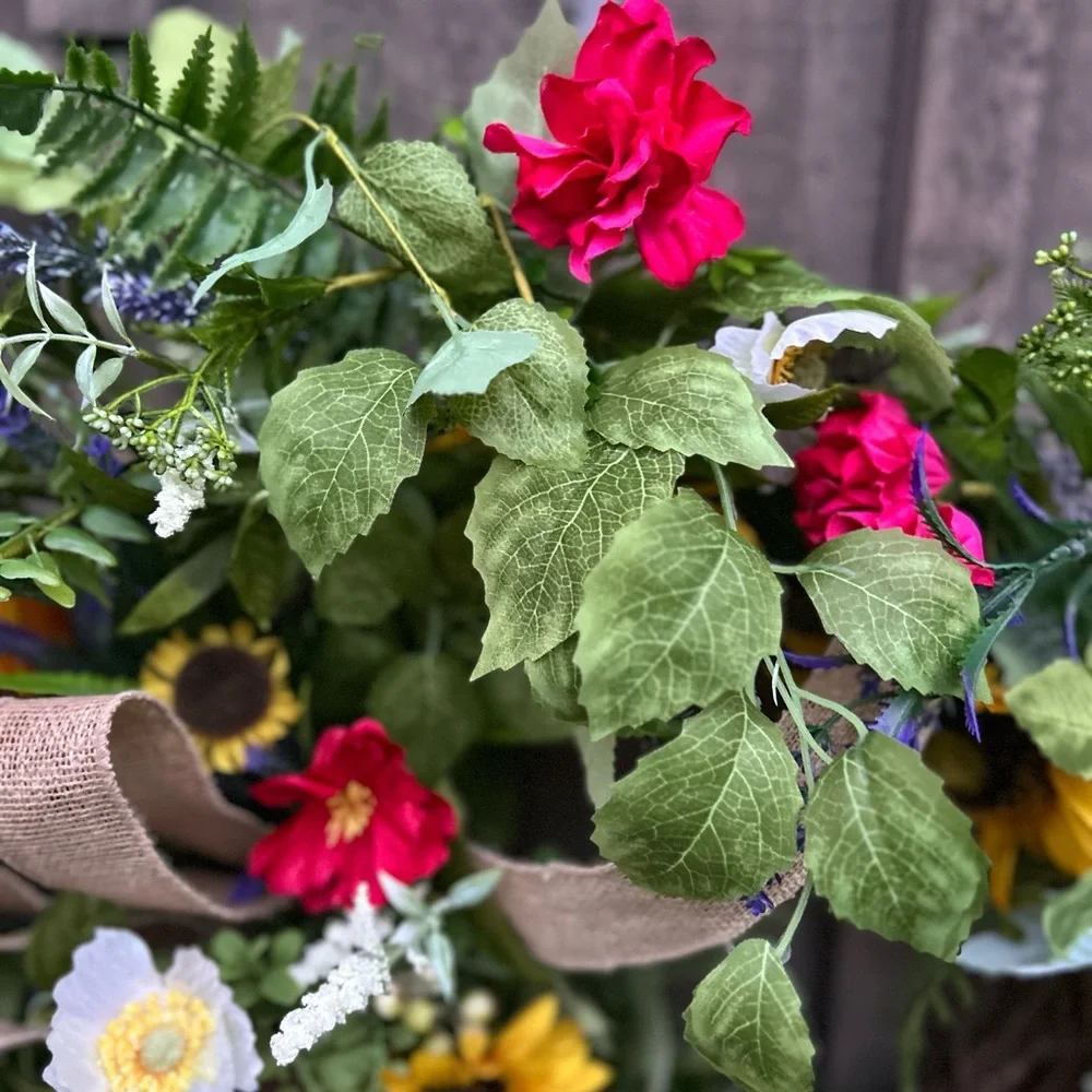 Yellow and Red Holiday Wreath with Rustic Charm spring summer fall wreath